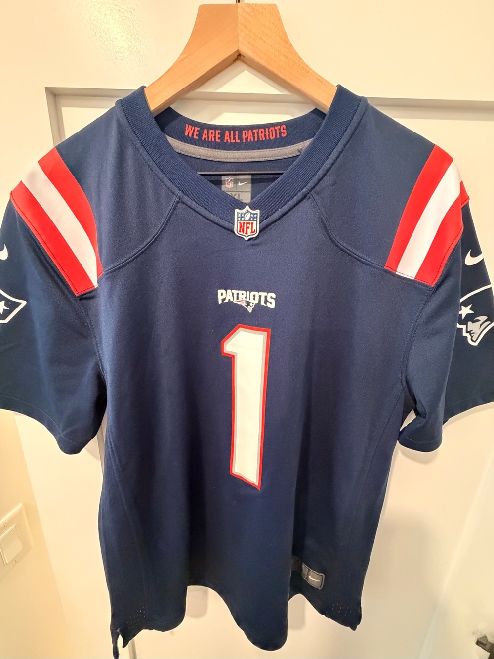 NFL New England Patriots Kids Navy Jersey with Red & White Accents #1